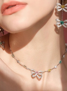 CrayonX彩色立体蝴蝶结锁骨链