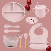 5 9Pcs Silicone Baby Feeding Tableware Set Suction Bowl Divi