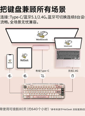 MelGeek Mojo68水晶透明机械键盘客制化无线兼容有线男女生办公