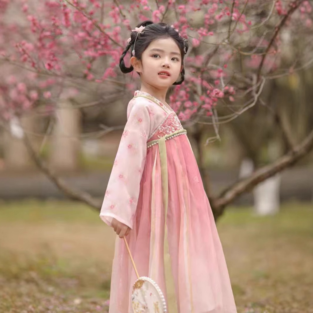 汉服女童夏季2025新款儿童古风国风连衣裙女孩飘逸表演服工厂 - 图1