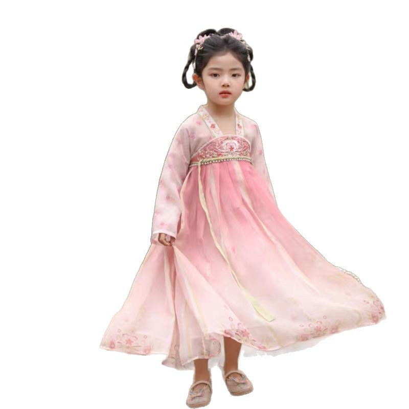 汉服女童夏季2025新款儿童古风国风连衣裙女孩飘逸表演服工厂 - 图3