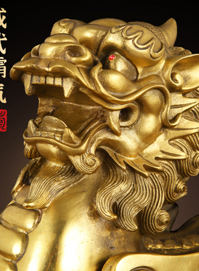 纯黄铜貔貅摆件一对招财皮丘吉祥物家居客厅玄关办公室创意工艺品