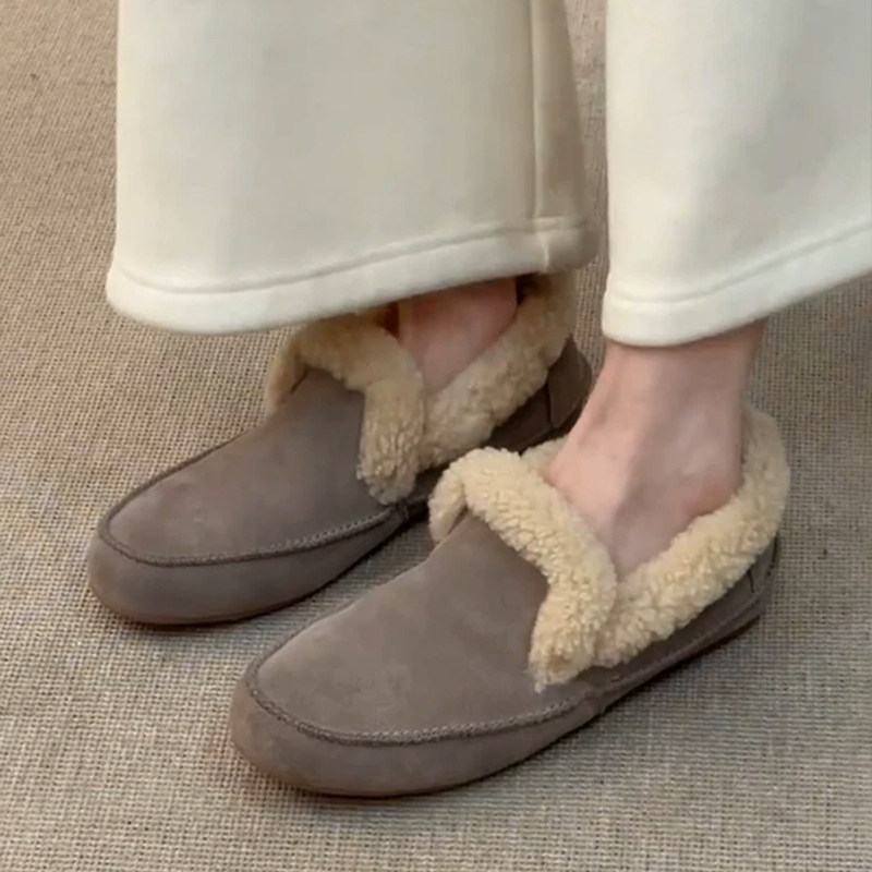 牛皮款~真皮一脚蹬勃肯乐福鞋女毛毛鞋保暖单鞋豆豆鞋加绒雪地靴,淘宝优惠券,粉丝福利购,淘宝优惠卷