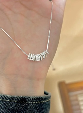 百搭肌理仿碎银子银色项链包出片轻奢简约出游银色项链仿碎银子女