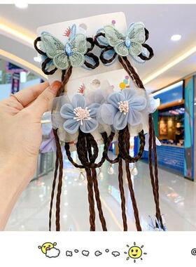 古装中国宝宝头饰发饰创意假发风头发夹汉服发卡精致古风花朵辫子