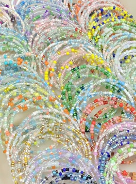 ins风马卡龙色串珠手作小米珠手链多巴胺diy多巴胺手链漫展