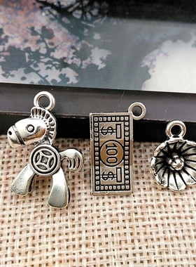 耳环小挂件手工材料祥云手工串珠吊坠新款花托招财纳饰品配件吊饰