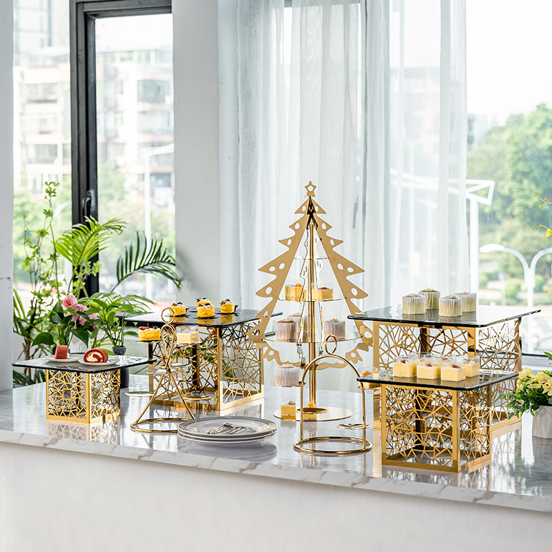 不锈钢点心架水果蛋糕托盘自助餐宴会食物展示架冷餐茶歇甜品摆台 - 图0