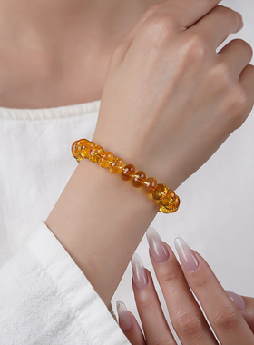 收藏级8A天然巴西刻面黄水晶手链女车轮盘珠随行手串礼物