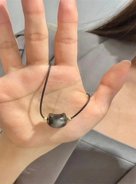 【隐藏·我的朋友】原创银曜石猫咪猫头黑曜石吊坠女闺蜜个性甜酷