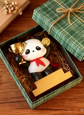 手工可爱熊猫公仔桌面摆件礼品