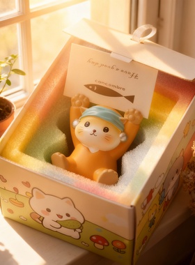 可爱小猫彩色渐变桌面车载摆件