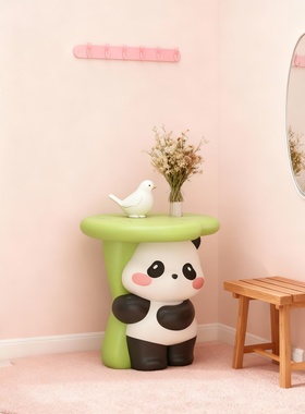 可爱卡通熊猫造型边几摆件
