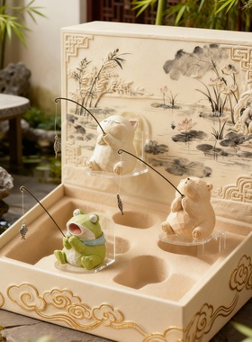 石材荷花池塘鱼缸摆件家居装饰
