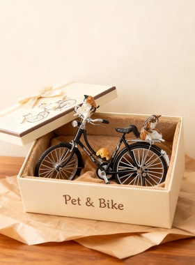 复古自行车猫咪创意摆件礼盒装