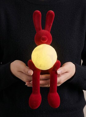 红色兔子儿童房床边小夜灯