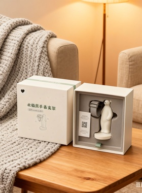北极熊可爱桌面手表支架摆件