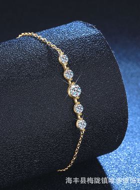 跨境莫桑石手链S925银手链女可调节韩版繁星手链外贸热销跨境