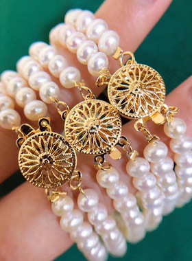 古风双排天然淡水珍珠手链