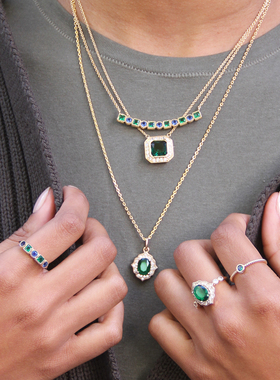 JFB法国进口18K包金复古绿戒指