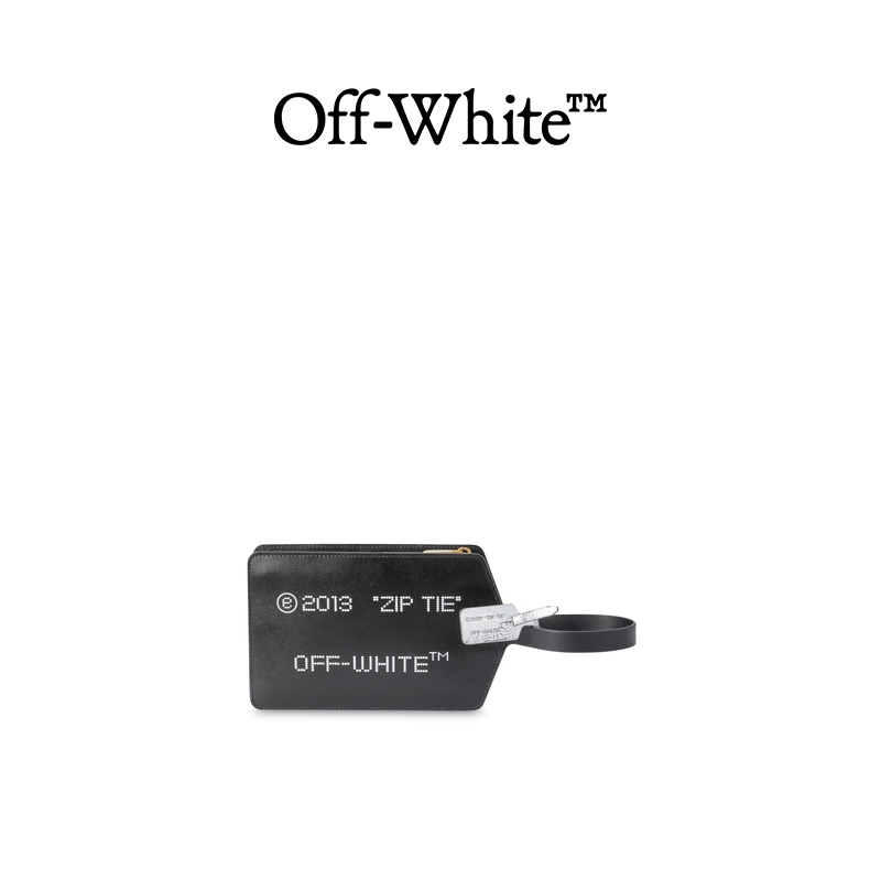 OFF-WHITE女士黑色拉链中号手拿包-图3