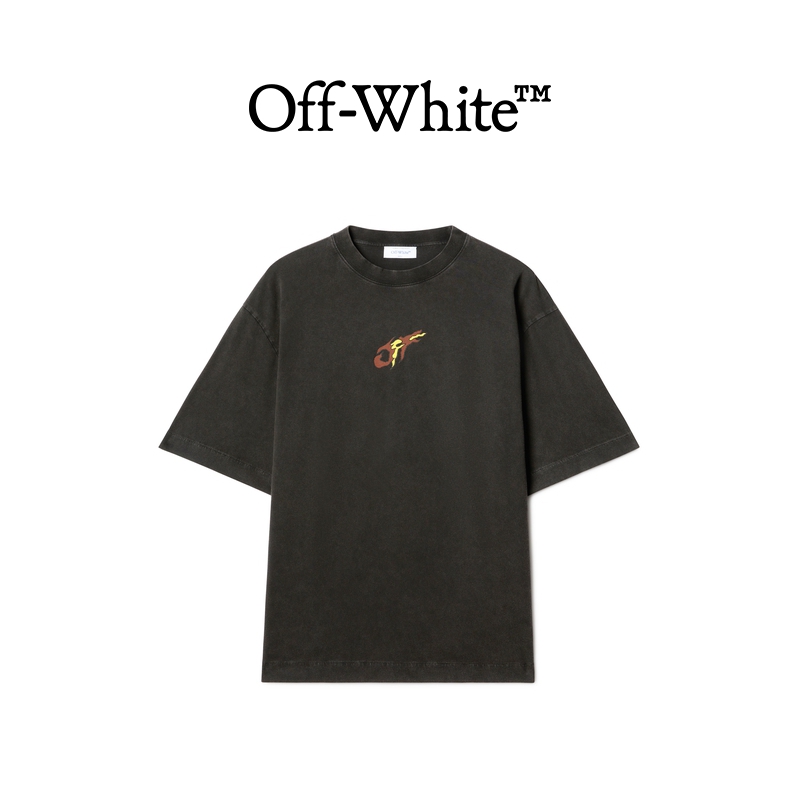 【龙年限定】OFF-WHITE2024春夏新品男女同款水洗灰宽松T恤 - 图2