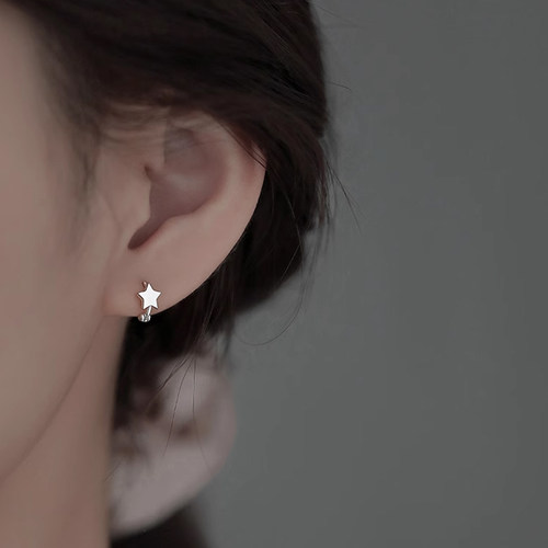 925纯银星星耳环小众设计高级感耳钉女2022年新款潮耳饰耳扣耳圈 - 图2