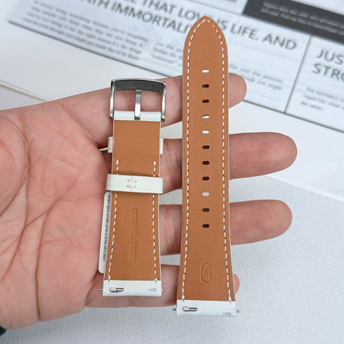 适用华为Watch4表带gt5系列原装同款真皮金星白色智能gt2/3/4男款非原厂配件通用watch3/4pro手表带46mm22mm - 图0