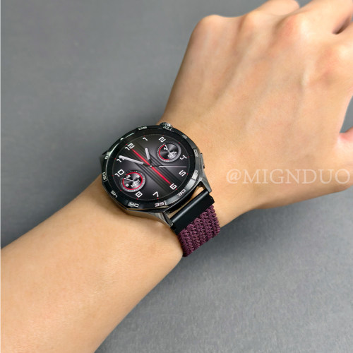 鸣铎适用华为GT5pro手表gt4表带watch5/4编织尼龙GT6磁吸扣男watchgt3高级暗紫色荣耀智能运动2E夏天新款腕带 - 图0