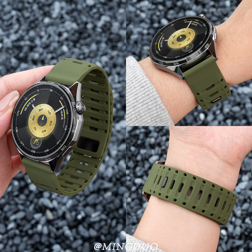 鸣铎适用华为GT6表带watchgt5手表gt4男款鲨鱼钉扣watch5新款腕带磁吸硅胶watch4镂空透气运动pro夏天高级感6 - 图0