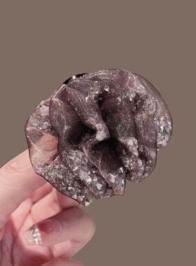 下单立减50】5.5cm高级感细闪水钻褶皱泡泡纱蝴蝶结抓夹时尚洋气