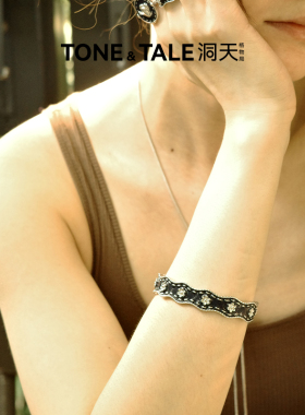 洞天TONETALE玉兰丹宁手镯高级珐琅饰品玉兰花独特新中式气质轻奢