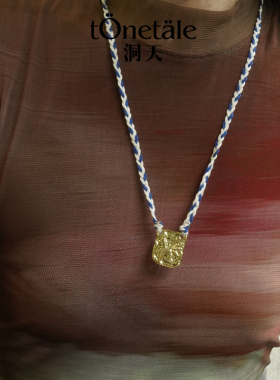 双面设计复古编织桑尼方牌项链