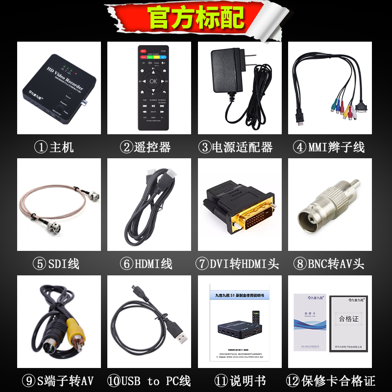 九音九视S1高清录制盒SDI/DVI/HDMI腹腔镜CVBS医疗手术视频录像机 - 图3