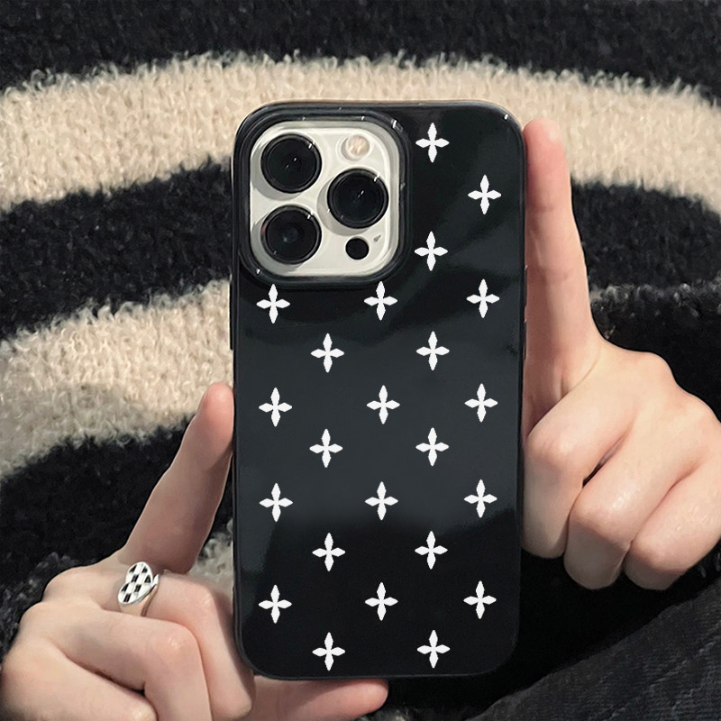 简约ins风小花适用iPhone16promax好看的手机壳17PRO苹果15plus黑色14硅胶13小众12软套11防摔XS女XR磨砂Air