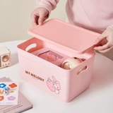 Sanrio, милая система хранения, настольная коробка для хранения, игра с едой, игрушка, крышка для домашнего использования, пластиковый ящик для хранения