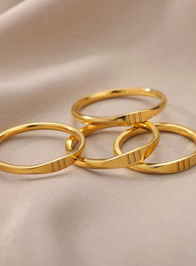 钛钢戒指男女小众电镀天使数字不锈钢ins风1~9素圈手饰饰品