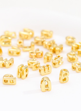 跨境新款光面泡泡字母黄铜镀18K金吊坠ins简约锁骨水晶名字项链