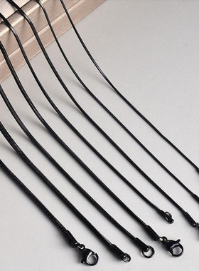 时尚简约不锈钢百搭风黑色方蛇链蛇骨链男生项链锁骨链现货