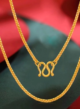 洗澡不用摘钛钢保色肖邦链盒子间隔珠珠链项链M扣圆蛇链太阳花链