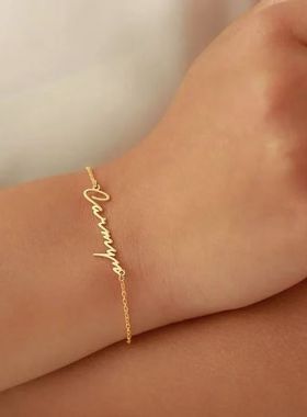 私人定制手链百搭英文字母名字个性十字链手链女学生生日毕业礼物