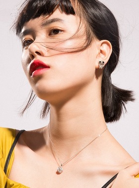 银饰 银项链六面石吊坠 韩版 幸福正方形魔方吊坠 爱情女配饰