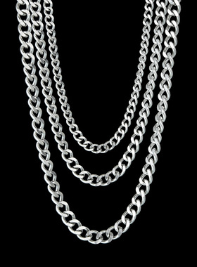 不锈钢古巴链欧美嘻哈项链外贸热销时尚个性男女龙口扣磨两面链条