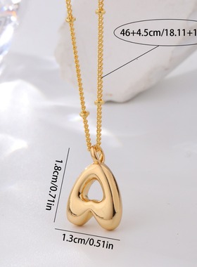 跨境亚马逊热卖铜镀18k真金26个英文字母吊坠项链可爱嘻哈锁骨链
