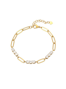 新款时尚百搭回形针钻石钛钢手链欧美潮流个性简约创意款手链首饰