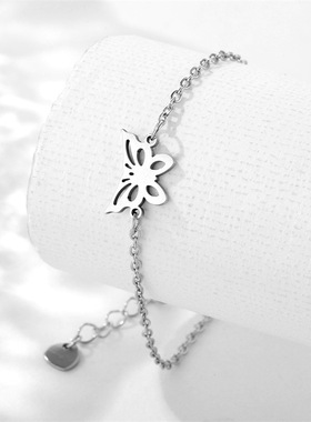 欧美跨境雪花小兔子蝴蝶刀片牙齿不锈钢手链女 diy不锈钢手饰