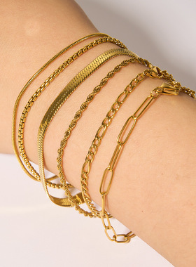 欧美女式时尚手链不锈钢畅销刀片链麻花链女ins百搭钛钢手链