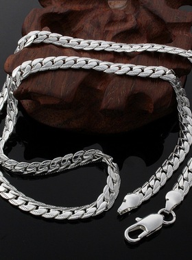 欧美男士镀金5mm粗项链银色马鞭链土豪金链子嘻哈外贸跨境