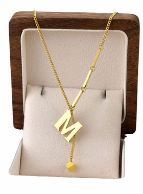 跨境韩国风钛钢流苏26个字母吊坠小众设计感钛钢项链女不掉色饰品