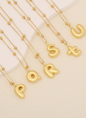 【冰萌】26英文字母吊坠 个性不锈钢项链 欧美跨境新款饰品N1326